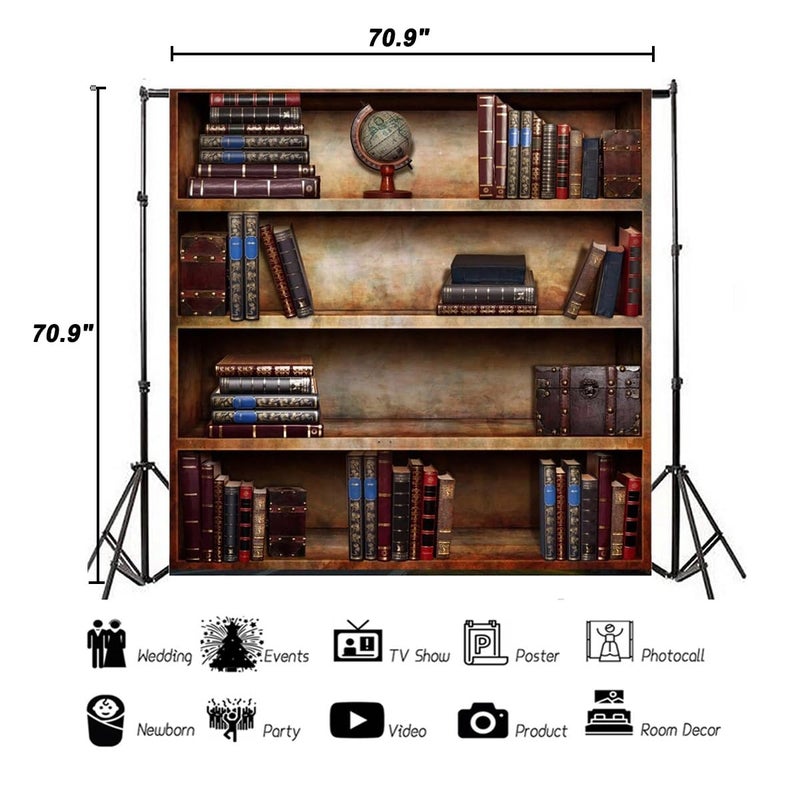 AOFOTO 6x6ft Retro Bookcase Backdrop Vintage Bookshelf Photography Background Magic Books Kid Boy Adult Man Girl Artistic Portrait Nostalgia Photo Shoot Props Video Drop Vinyl Wallpaper - Image 5
